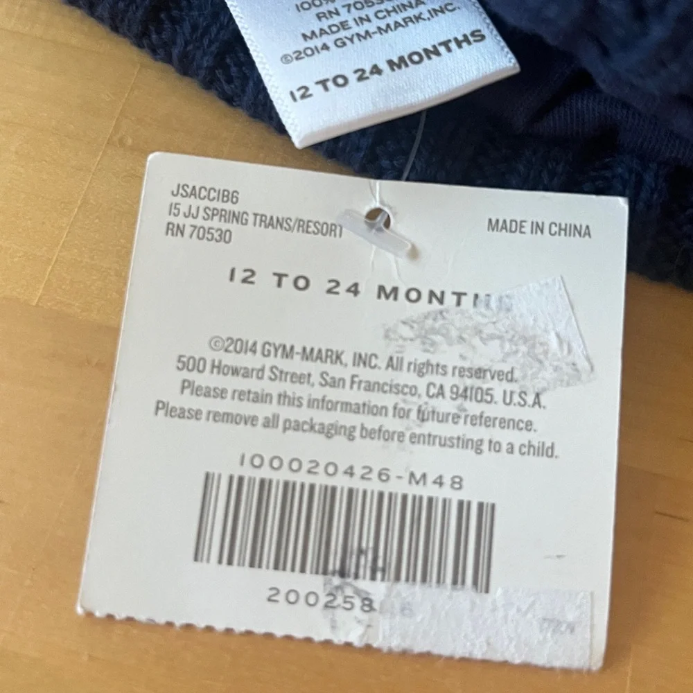 NWT Janie and Jack Navy Blue Cotton Knit Hat with White Accents